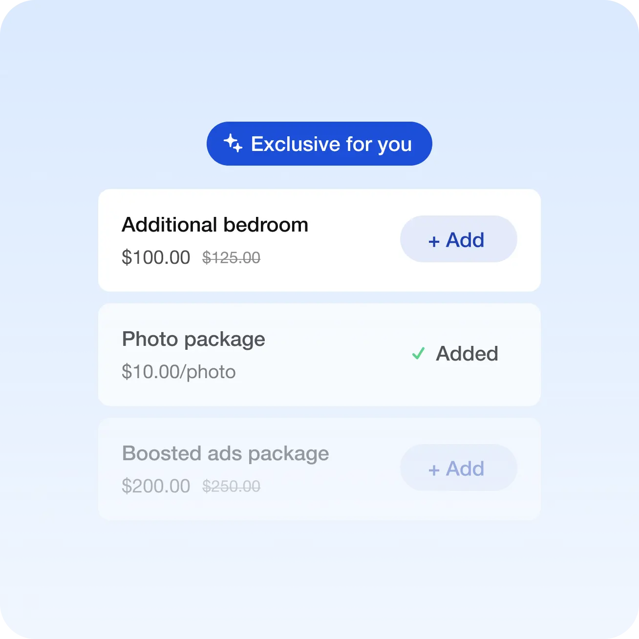 Product packages selection